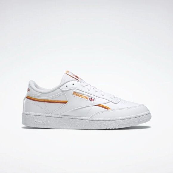 Reebok Club C 85 Vegan Men's Shoes Ftwr White / Collegiate Gold / Baked Earth - Picture 1 of 11